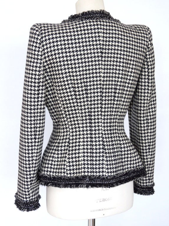 Women's ALEXANDER MCQUEEN jacket black white houndstooth divine New 46
