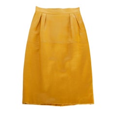 HERMES skirt pigskin leather golden mustard 38 fits 4 to 6 9