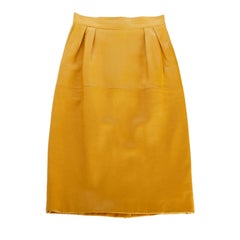 HERMES skirt pigskin leather golden mustard 38 fits 4 to 6