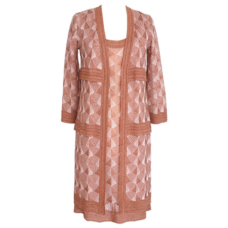Missoni Dress with Jacket Knit Set Divine Deco Design Chic 42 / 8 For Sale