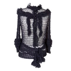 MISSONI Top 3/4 sleeve lace mesh ruffles SO pretty 44 / 8 MINT 12