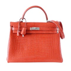 HERMES KELLY Bag 35 Matte Alligator Sanguine Supple Retourne Palladium 7