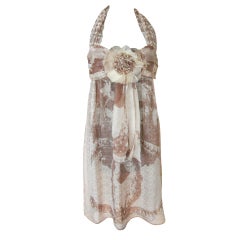 Chanel 10P Halter Dress Silk Heaps CC Lion Face 40 / 6 New 3