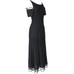 CHANEL 07C Dress Black Knit UNIQUE SHOULDER 42/8 MINT