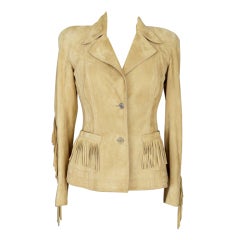 CHRISTIAN DIOR Jacket Suede Fringe Subtle Embroidery Superb Piece 38 / 4 7