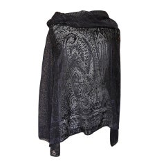 Henry Beguelin Top Laser Cut Tunic Knit Sleeves Unique and Fabulous L