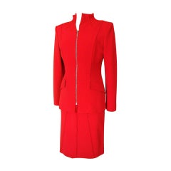 CLAUDE MONTANA Vintage skirt suit Superb Lipstick Red 42 /8 10