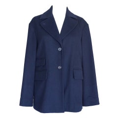 HERMES Vintage Cashmere swing Jacket /coat Navy 6 / 8 SO light 6
