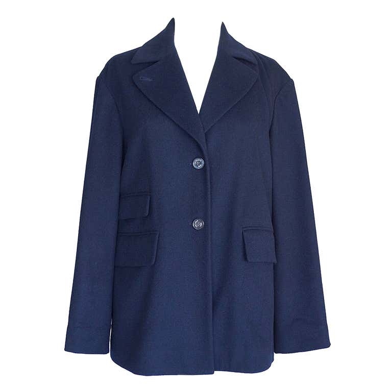 HERMES Vintage Cashmere swing Jacket /coat Navy 6 / 8 SO light at ...