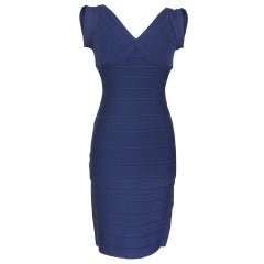 HERVE LEGER bandage dress navy royal dash M Low back