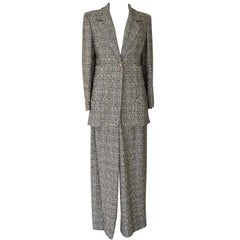 Chanel 97A - Combinaison pantalon en tweed riche à carreaux 44