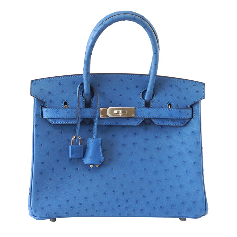 HERMES BIRKIN 30 Bag Coveted MYKONOS Ostrich PALLADIUM