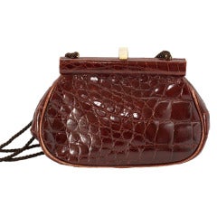 PRADA sac Vintage Crocodile Clutch shoulder cross body do peek