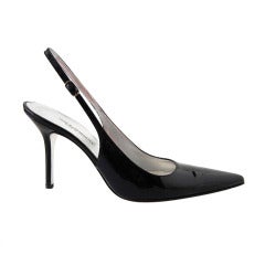 DOLCE&GABBANA shoe Signature slingback unique NAVY patent 10 fits 9 3
