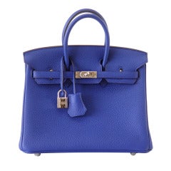 HERMES BIRKIN Bag 25 Blue Electric Vivid Jewel Togo Palladium