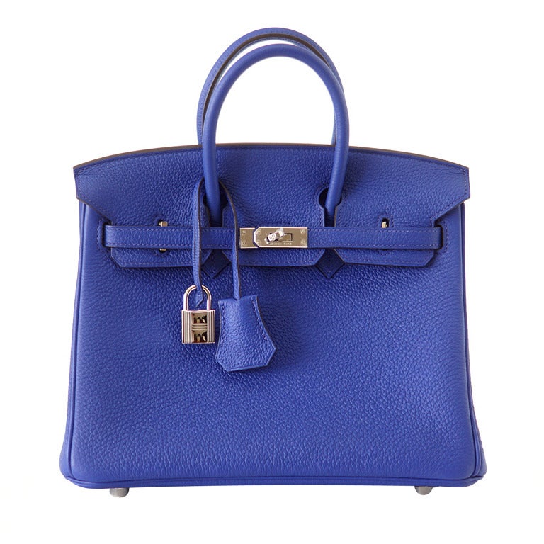 HERMES BIRKIN Bag 25 Blue Electric Vivid Jewel Togo Palladium at 1stdibs