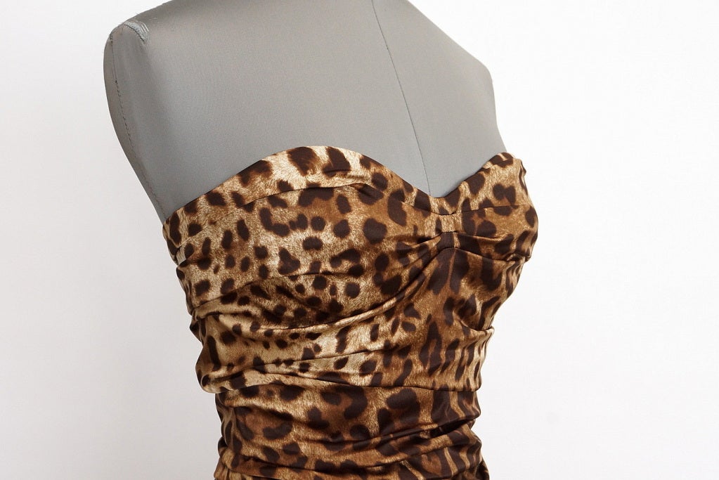 DOLCE&GABBANA dress strapless leopard print 6 NWT amazing fit In New Condition In Miami, FL