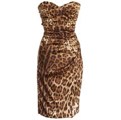 DOLCE&GABBANA dress strapless leopard print 6 NWT amazing fit