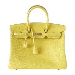 HERMES BIRKIN 35 Bag Matte Alligator MIMOSA Gold Hardware Crazy Fabulous 2