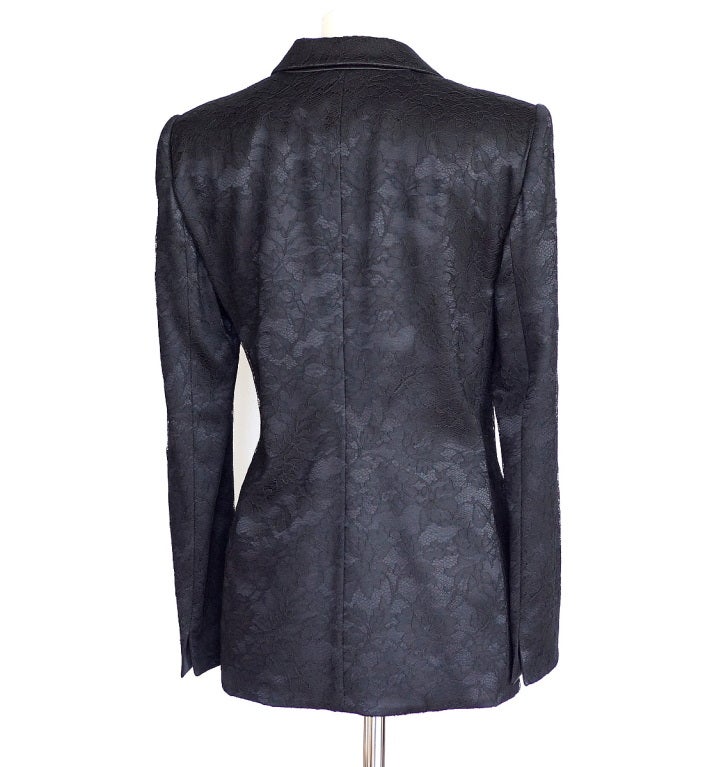 Black GIORGIO ARMANI Jacket LACE Tuxedo Style fits 8 / 10 NEW Exquisite Timeless