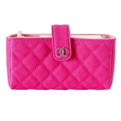 CHANEL O MINI clutch HOT pink caviar leather current season NEW box