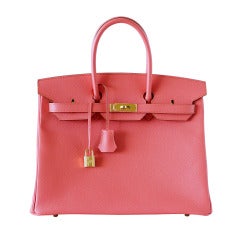 HERMES BIRKIN 35 Bag Flamingo Pink Gold Hardware 6