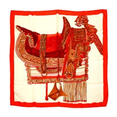 HERMES Silk Print scarf SELLE D'APPARAT MAROCAINE