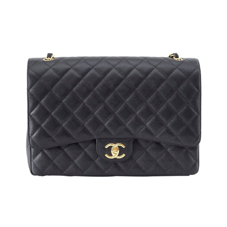 chanel classic flap bag medium black caviar gold hardware