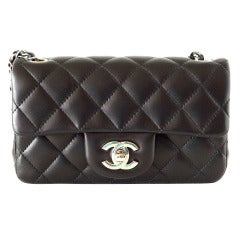 CHANEL bag black mini lambskin silver hardware NWT