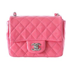 CHANEL Bag Pink Mini Square Patent Leather NWT / box