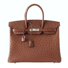 HERMES Birkin 35 Bag in Vertigo Green Ostrich Leather at 1stDibs