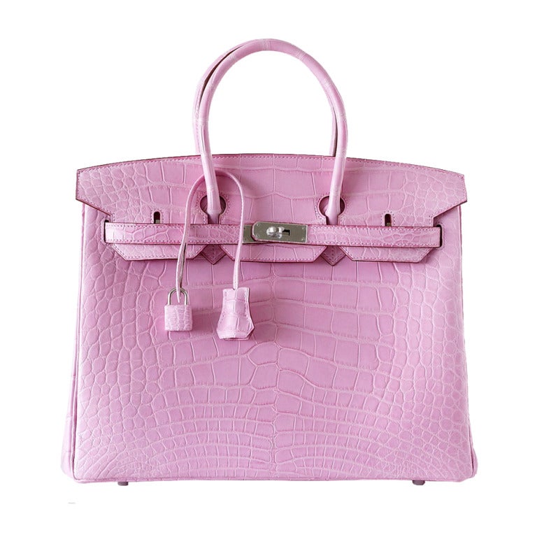 Beautifully chic and extremely rare 5P PINK Birkin in matte Alligator.
The Holy Grail of colours!
The lightest pink that is the ultimate year round neutral.
All grown up pink.
With palladium hardware - simply exquisite. 
BRAND NEW, NEVER WORN. 