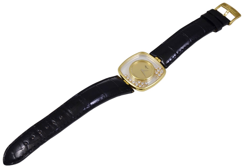 Chopard Yellow Gold Happy Diamond Wristwatch at 1stDibs