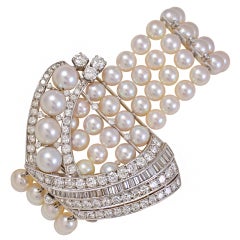 Diamond and Pearl "Gatsby" Bracelet