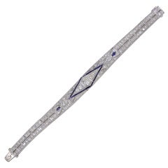 Art Deco Platinum Diamond And Sapphire Bracelet