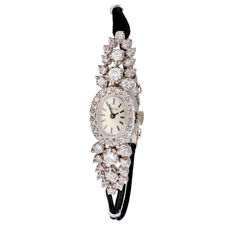 Croton Lady's White Gold and Diamond Wristwatch For Sale at 1stDibs