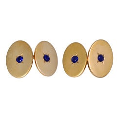 TIFFANY Gold and Sapphire Cufflinks