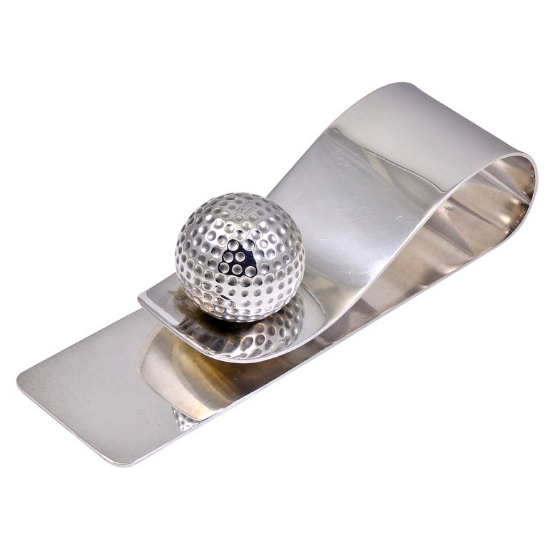 Hermes Paris Sterling Silver Golf Ball Desk Clip For Sale