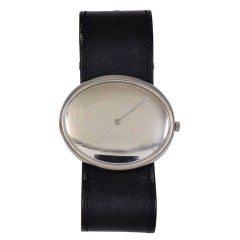 Vintage Georg Jensen Stainless Steel Oval Wristwatch