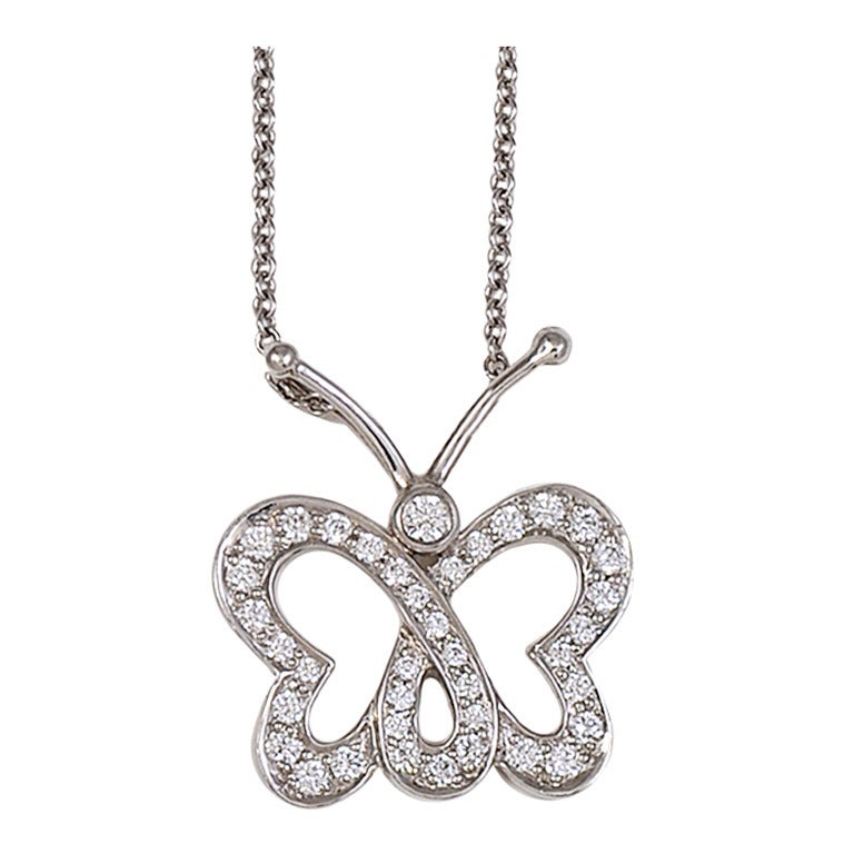 Tiffany&Co Diamond Butterfly Necklace For Sale at 1stdibs