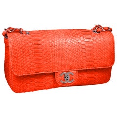 CHANEL Orange Python Classic Bag