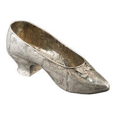 Silver Figural Shoe With Bow