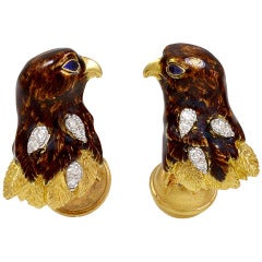 Antique Tiffany & Co. Enamel Diamond American Eagle Cufflinks