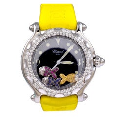 Chopard Lady's White Gold, Steel and Diamond Happy Sport Wristwatch