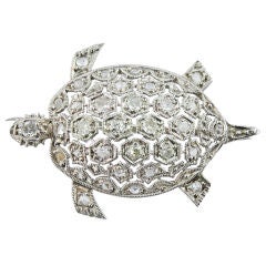 Platinum and Diamond Delicate Edwardian Turtle Pin