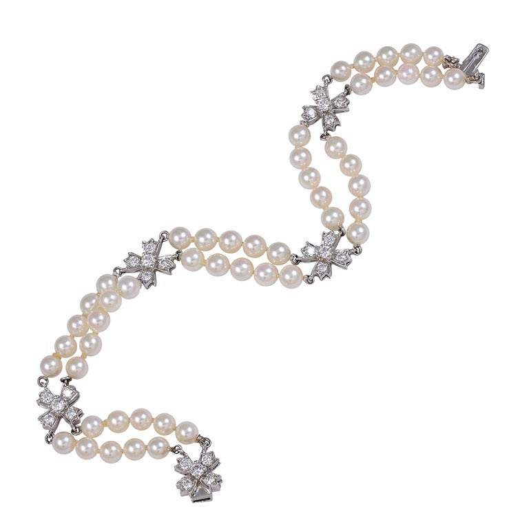TIFFANY & CO "VICTORIA" Diamond and Pearl Bracelet