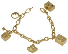 TIFFANY&CO Gold Charm Bracelet with  Signature Charms