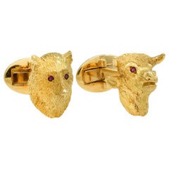 Ruby Gold Bull and Bear Cufflinks