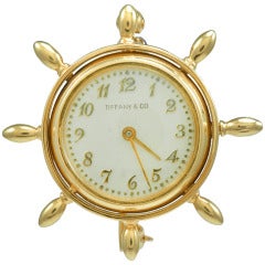 Tiffany & Co. Yellow Gold Ship's Wheel Watch-Form Pin
