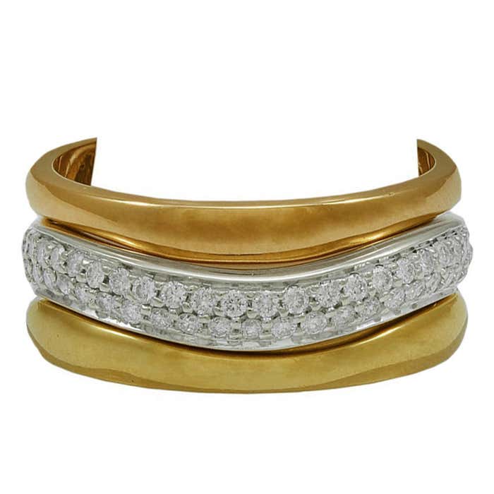CARTIER PARIS Diamond Gold Stacking Rings at 1stDibs
